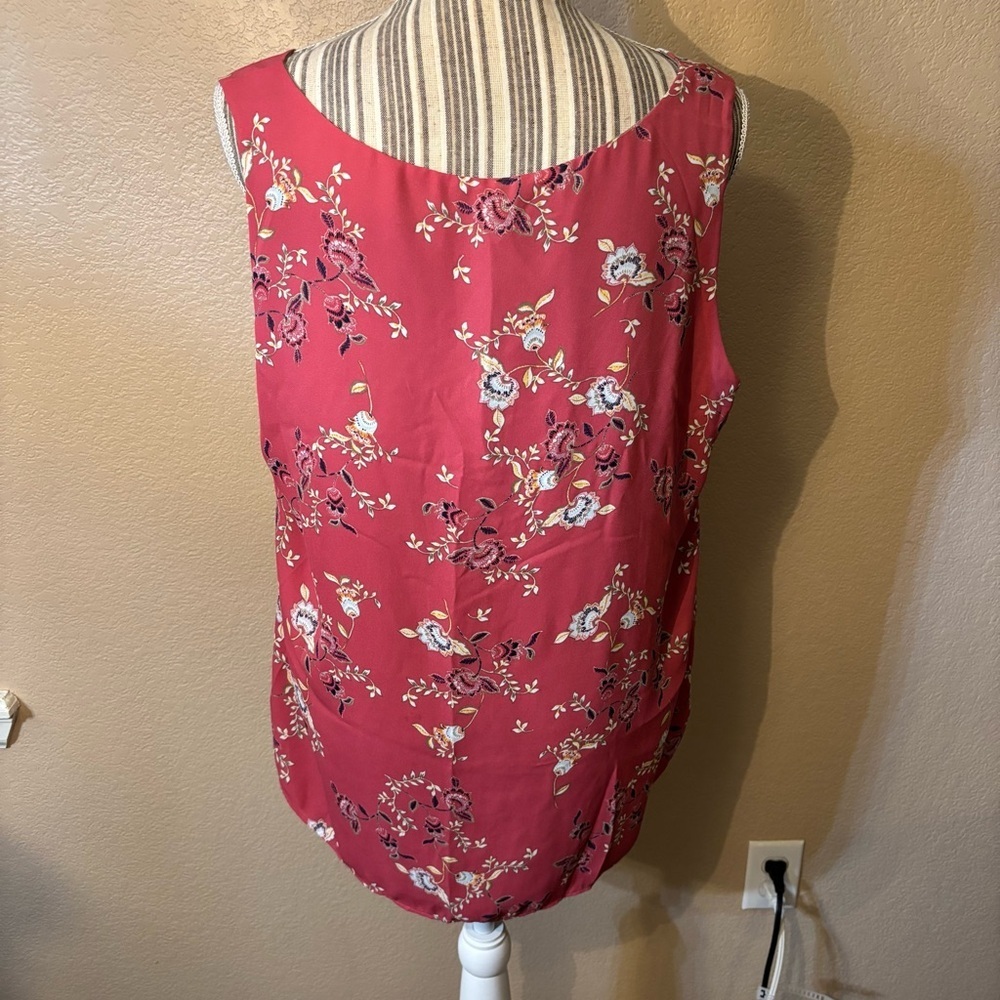Sale! NEW Chico's Blouse 2 (Large/12) Pink Floral Sleeveless Reversible Tan Boho - Picture 5 of 15